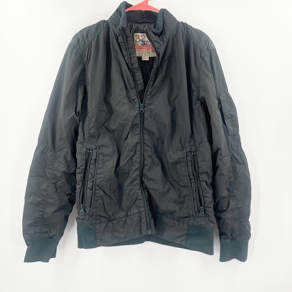 32 BAR BLUES Jacket Size Small Coat Lightweight Bomber Black Casual Pockets NEW